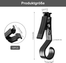 Wasknijpers met haken, 10 stuks wasknijpers camping blacklight haken laarzenklemmen camping tenthaken buiten handdoekklemmen multifunctionele cliphaken voor campinglampen — thumbnail 2