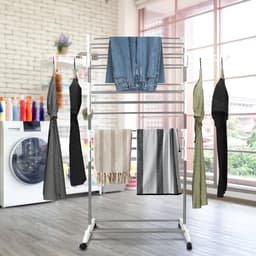 3-Laags Opvouwbaar Droogrek met Wieltjes – 158×75×44 cm — thumbnail 1