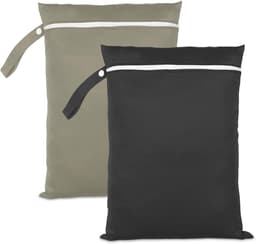Waszak - Packing Cubes - Waszakjes Met Rits - Packing cubes met compressierits - Waszakje Lingerie - Waterdicht - Ideaal voor badkleding - strandlakens - babyproducten - Set van 2 wet bags - 40 x 30 cm (zwart en groen) — thumbnail 1