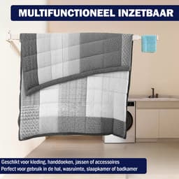 PLAY IT Wanddroogrek 127cm Inklapbaar 18 Haken Wit - Wasrek/Droogrek Hangend + 1 Handdoek Haakje — thumbnail 3