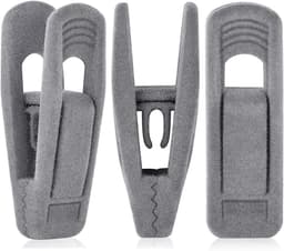 20 Stuks - Fluwelen hangers clips - antislip fluwelen clips - voor kostuum, broek, rok hanger - sterke vingerclips - voor dunne flock hangers - Grijs — thumbnail 1