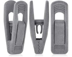 20 Stuks - Fluwelen hangers clips - antislip fluwelen clips - voor kostuum, broek, rok hanger - sterke vingerclips - voor dunne flock hangers - Grijs