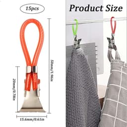 Pack of 15 Plastic and Chrome Metal Towel Racks - Bath Sponge - Kleurrijke Clips voor Kleding - Clips voor Pothouders en Keukenhanddoeken (5 Kleuren) — thumbnail 4