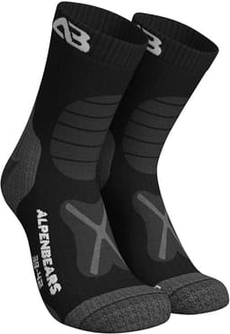 Alpen Bears Merino Wandelsokken – 2 Paar – Professionele Trekkingsokken voor Wandelen – Outdoor Sokken voor Dames, Heren & Kinderen – Warme Merino Wandelsokken – Functionele Sokken – Trekking Sportsokken (Zwart, 43-48) — thumbnail 3