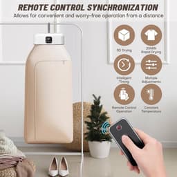 Draagbare Wasdroger – Mini Elektrische Opvouwbare Droogmachine Met Afstandsbediening En Droogtas – 360° Hetelucht Drogen Met Slimme Timing – Compacte Energiezuinige Wasdroger Voor Reizen Camper Appartement En Huis — thumbnail 3