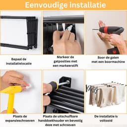 DailySupplies® Wanddroogrek - Droogrek Inklapbaar - Wasrek - Droogtoren - Droogrekken - zwart — thumbnail 2