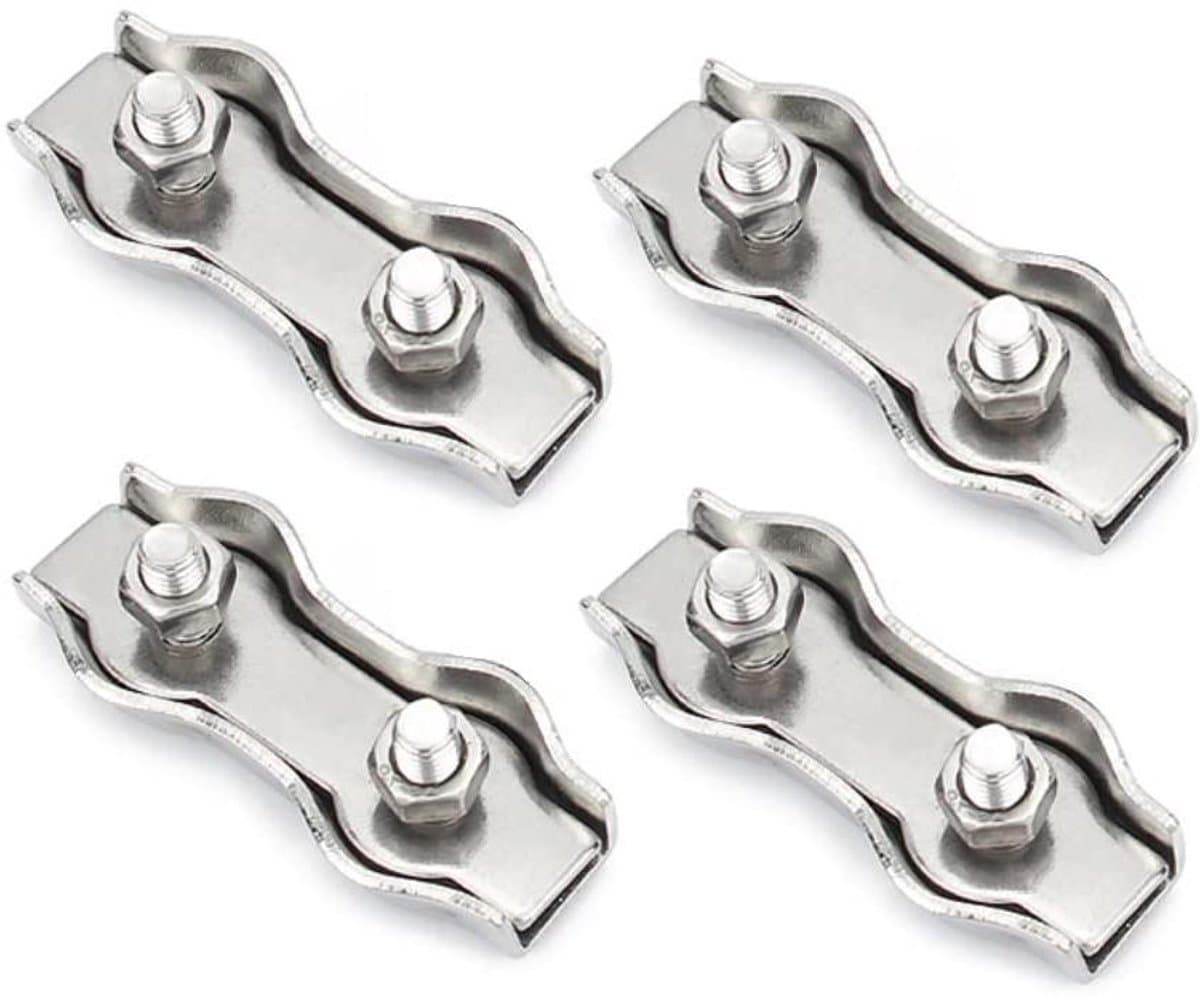 Allecto Plus - RVS Zware Kabelklem voor Draad Touw, M10 Duplex Bout, Waslijn Kabel. — afbeelding 1