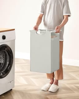 Wasmand 2 vakken – uitschuifbare wassorteerder met plank - 73 x 33 x 72 cm – metaal - wit — thumbnail 3