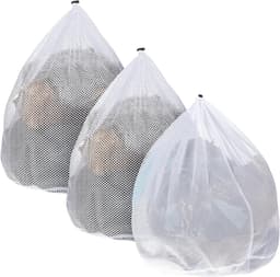 3 stuks - Waszakken - waszak - waszakje - netwaszakken - mesh laundry bag - stevige waszak - voor delicate kleding - waszak met trekkoord - voor appartementen, studentenhuizen, kampen en wasmachines - 50*60 cm — thumbnail 1