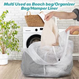 3 stuks - Waszakken - waszak - waszakje - netwaszakken - mesh laundry bag - stevige waszak - voor delicate kleding - waszak met trekkoord - voor appartementen, studentenhuizen, kampen en wasmachines - 50*60 cm — thumbnail 3
