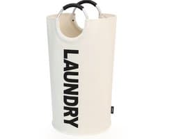 BOTC Wasmand - Waszak - Laundry basket - Wassorteerder - 38x63 cm - waszak vouwbaar - draagbaar wasbox - Gebroken wit — afbeelding 1