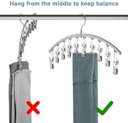 4-stuks Droogrek voor kleding met clips - Antislip droogrek van roestvrij staal - Multifunctioneel droogrek voor baby's - Droogrek voor sokken met meerdere clips - Geschikt voor het ophangen van kleding, opbergen van sokken en panty's - Zwart — thumbnail 4