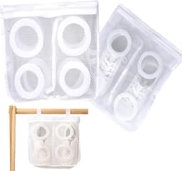 2 stuks - Wasnet Schoenen - 36*30*12cm - Wasnet voor schoenen - Waszak voor schoenen - herbruikbare - honingraat mesh schoenen waszakken - met rits waszak - waszak - opbergzak - voor sneakers, tennisschoenen, pantoffels, bh's, sokken, speelgoed - wit — thumbnail 1