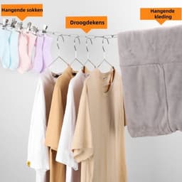 2-struks - Waslijn - kledinghangers - Lange lus waslijn - Dikke kledingketting - Roestvrij staal - Geschikt voor garderobekastopberging Multifunctionele kledinghaak - 50cm - Zilver — thumbnail 3