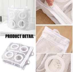 2-stuks Wasmachine schoenentas - Vierkante mesh schoenen opbergtas - Schoenentas met rits - Anti-deformatie - Mesh ontwerp - Lichtgewicht en draagbaar - Met handvat - Geschikt voor sneakers, slippers, ondergoed, yogabroeken, sokken, etc. - Wit — thumbnail 5