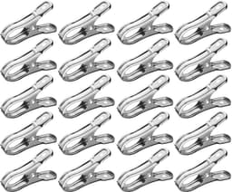 20 stuks metalen wasknijpers, roestvrijstalen strandlakenklemmen, tuinklemmen, zwembadhanddoekklemmen, kasklemmen, wasknijpers voor zwaar gebruik buitenshuis,RVS clip veerclip,Winddichte wasknijper sokkenrek（zilver） — thumbnail 1