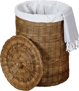 Wasmand met deksel – Rieten wasmand – 75 l – Opbergmand — thumbnail 1