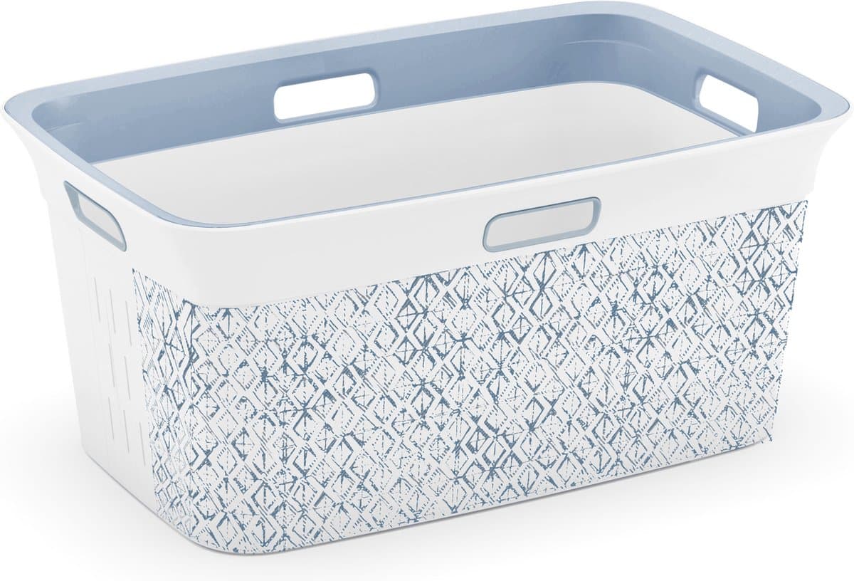 KIS Chic Wasmand 45L - 59x39x27cm - Wit/Blauw — afbeelding 1