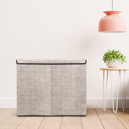 Zonovi Wasmand – Drie Vakken Met Deksel – 3 in 1 Wasmand - Sorteer Wasmand - Opvouwbaar – Wassorteerder – Dichte Wasmand - Dubbele Wasmand – Laundry Basket – Wasbox – Organizer Kleding - Stof – Grijs – 110L — thumbnail 3