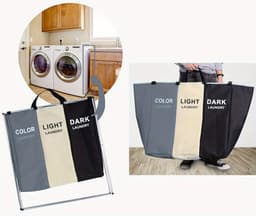 Nivard Laundry Bag - Wassorteerder 2 Vakken - Wassorteerder - Wasmand 2 Vakken - Laundry Basket — thumbnail 3