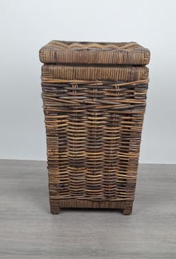 MigoStyling - Kleine Wasmandje - Vierkant - Rotan - Riet - Brown - 30x30xH55cm - Met deksel - Uitneembare waszak — thumbnail 4