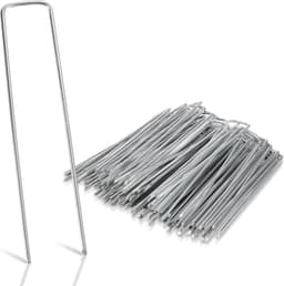 Grondankers 150 Stuks - 15x2.5cm - Roestwerend grondanker gegalvaniseerd staal - Ø2.8mm - Onkruidvlies - voor het bevestigen van worteldoek, tuinvlies, schutting, kunstgras, folies - stabiel U-vormig — thumbnail 1