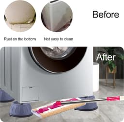 Trillingsdempers Wasmachine - Wasmachine Verhoger - Extra Dik - Wasmachine Dempers - Droger - Vaatwasser- Trillingsdemper - Anti Slip Trilmats - Schokdemper -Anti Tril Poten-Wasmachine Trillingsdempers -4-delige wasmachinevoet met rubberen pad — thumbnail 2