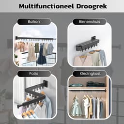 ENISTO® Wanddroogrek - Inklapbaar Wasrek - Droogrek Hangend - Zwart - Met of Zonder Boren - Uittrekbaar - Ruimtebesparend — thumbnail 3