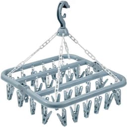 Opvouwbaar wasrek - met 32 clips - draaihaken - winddicht - kleerhanger voor sokken, ondergoed, handdoeken - blauw — thumbnail 1