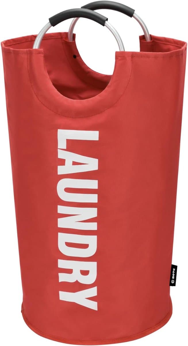 BOTC Wasmand - Waszak - Laundry basket - Wassorteerder - 38x63 cm - waszak vouwbaar - draagbaar wasbox - Rood — afbeelding 1