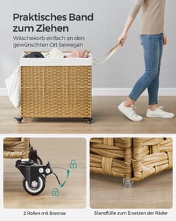 Wasmand - Met Afneembaar Deksel - Natuurlijke Kleur — thumbnail 4