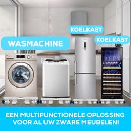 Fleau Home Wasmachine Verhoger PRO - Max 500KG - Met Wielen - Verstelbaar - Droger, Koelkast Kast - Meubelroller - Stapelkit - Opbouwmeubel - Wit — thumbnail 4