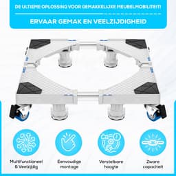Fleau Home Wasmachine Verhoger PRO - Max 500KG - Met Wielen - Verstelbaar - Droger, Koelkast Kast - Meubelroller - Stapelkit - Opbouwmeubel - Wit — thumbnail 2
