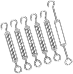 Allecto Plus - Draaibare kabelspanner M6 OC 304 roestvrij staal - Verstelbare draaihaak-oogset - 6-delig - Spanhaak voor luifel touw - Waslijn spannen - Zilver - Heavy duty — thumbnail 1