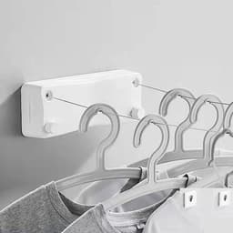 5.2m Intrekbare indoor kleding droogrek met dubbele lijn - Uitschuifbaar balkon droogrek voor muur - Geschikt voor slaapkamer, badkamer, balkon en tuin (wit) — thumbnail 2