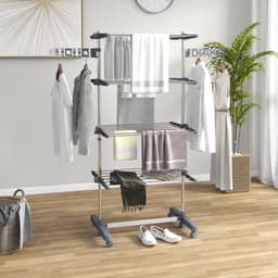 HOMCOM-Wäscheständer-Edelstahl, ABS-142L x 55B x 172H cm-Grau — thumbnail 4