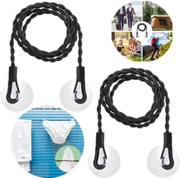2 stuks - Uitschuifbare waslijn - Draagbare elastische waslijn - Winddichte hanger voor buiten kamperen - Reis waslijn - Waslijn - Onzichtbare waslijn - Zwart — thumbnail 1