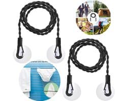 2 stuks - Uitschuifbare waslijn - Draagbare elastische waslijn - Winddichte hanger voor buiten kamperen - Reis waslijn - Waslijn - Onzichtbare waslijn - Zwart — afbeelding 1