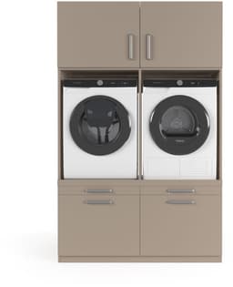 Wasophoogte® Wasmachine Kast Brugge - Wasmachine verhoger - Wasmachine ombouw - 700(D)*1330(B)*2110(H) mm - Taupe — thumbnail 1