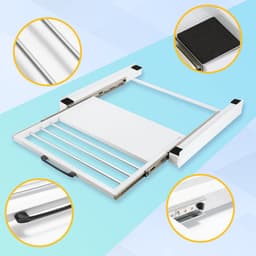 Stapelkit voor Wasmachine en Droger - Tussenstuk Wit- Uitschuifbare Handdoekhouder - Draagvermogen: Max. 30 kg — thumbnail 2