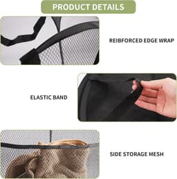 3 stuks wasmand - Opvouwbare wasmand - Pop-up wasmand - Voor badkamer, camping, universiteit, kamer en reizen,Zwart (36 x 36 x 56 cm) — thumbnail 3
