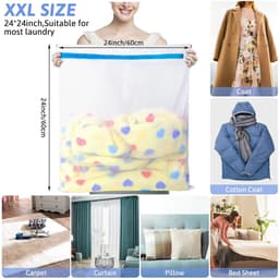 Unyqoos® Extra Grote Waszakken voor Machinewas - Set van 3 met Ritssluiting voor Gevoelige Kleding en Huishoudtextiel — thumbnail 3