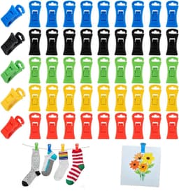 50 stuks - Sokkenklemmen voor wasgoed - Antislip wasknijpers - Waslijnknijpers, 5 kleuren - zwart, rood, geel, blauw, groen 2,8 cm — thumbnail 1