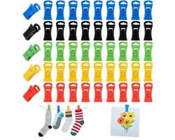 50 stuks - Sokkenklemmen voor wasgoed - Antislip wasknijpers - Waslijnknijpers, 5 kleuren - zwart, rood, geel, blauw, groen 2,8 cm