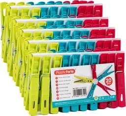 Plasticforte Wasknijpers - 100x stuks - felle kleuren mix - kunststof - 7 cm - Was ophangen — thumbnail 1