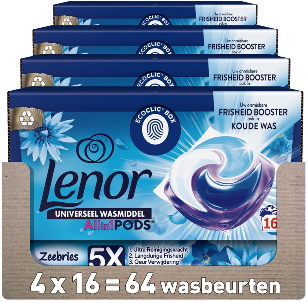 Lenor Wasmiddel Pods - Zeebries - 4 x 16 stuks — afbeelding 1