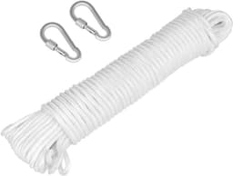 JGS Premium - Outdoor waslijn vlagtouw klimtouw van nylon voor camping & tuin, 25 meter met karabijnhaken — thumbnail 1