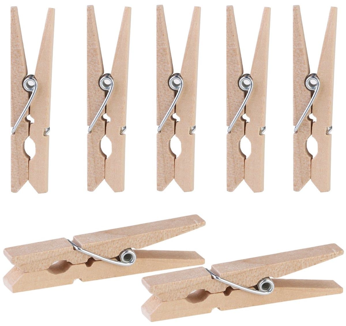 Houten wasknijpers - mini-decoratieve knijpers - 100 stuks - 4,8 cm - hout — afbeelding 1