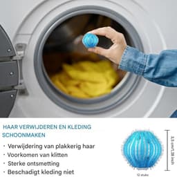 Vitdipy - 12 stuks - Wasballen - Drogerballen - Anti haar - Ook geschikt voor dierenharen - Sneller droog — thumbnail 3