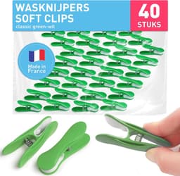 Zachte Wasknijpers - 40 Stuks in Classic Groen-Wit | Duurzame en Veilig Ophang Clips — thumbnail 1